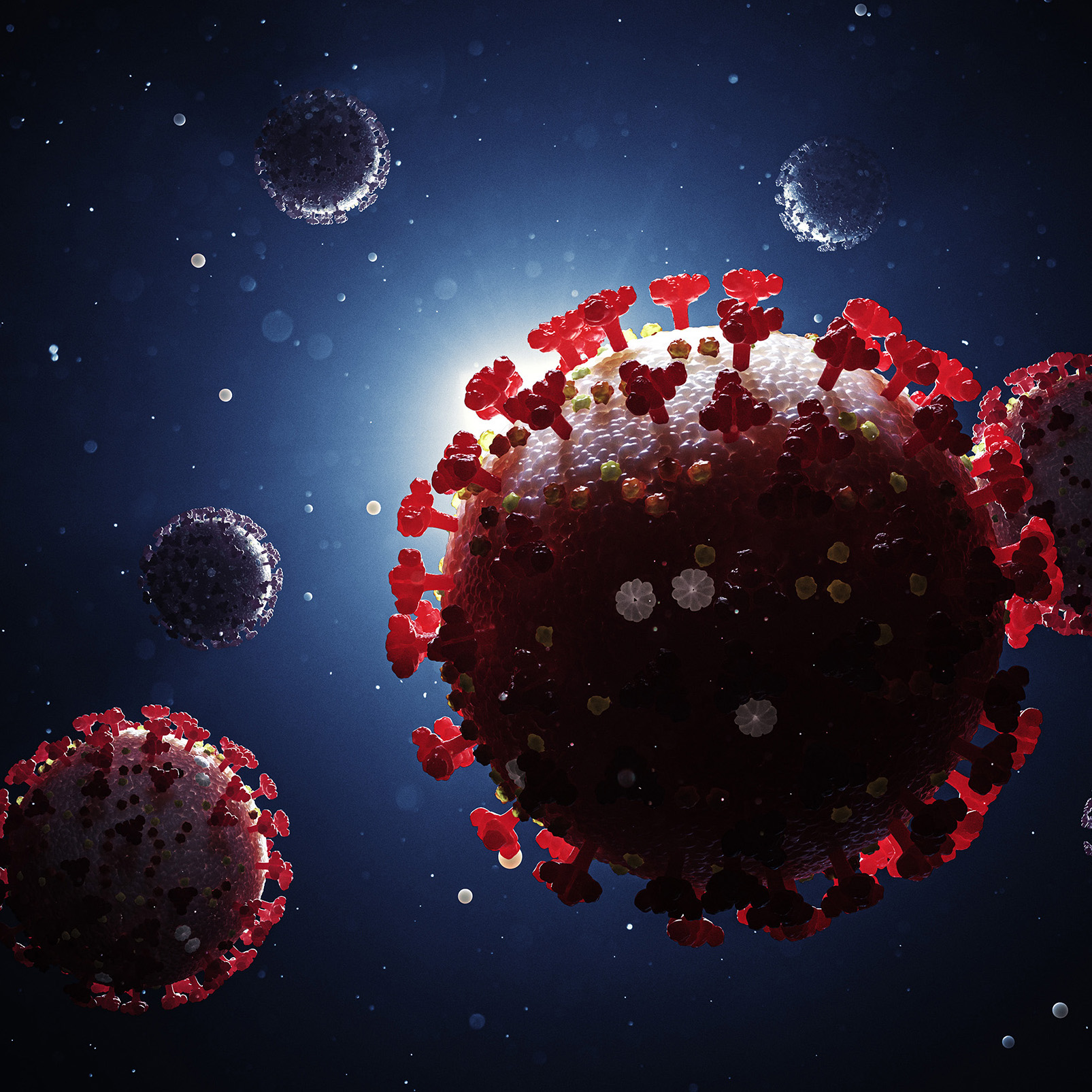 The corona virus in a blue space molecule floating flue covid 19