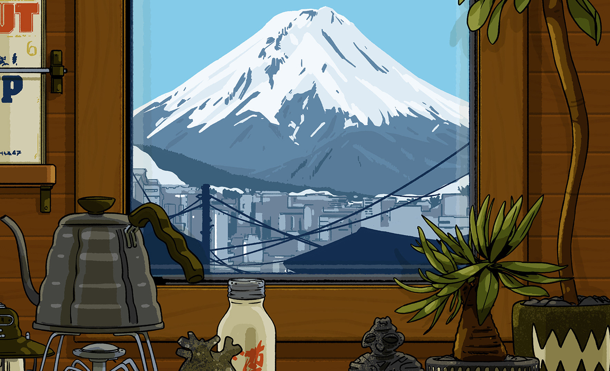 Editorial illustration Japan mount fuji