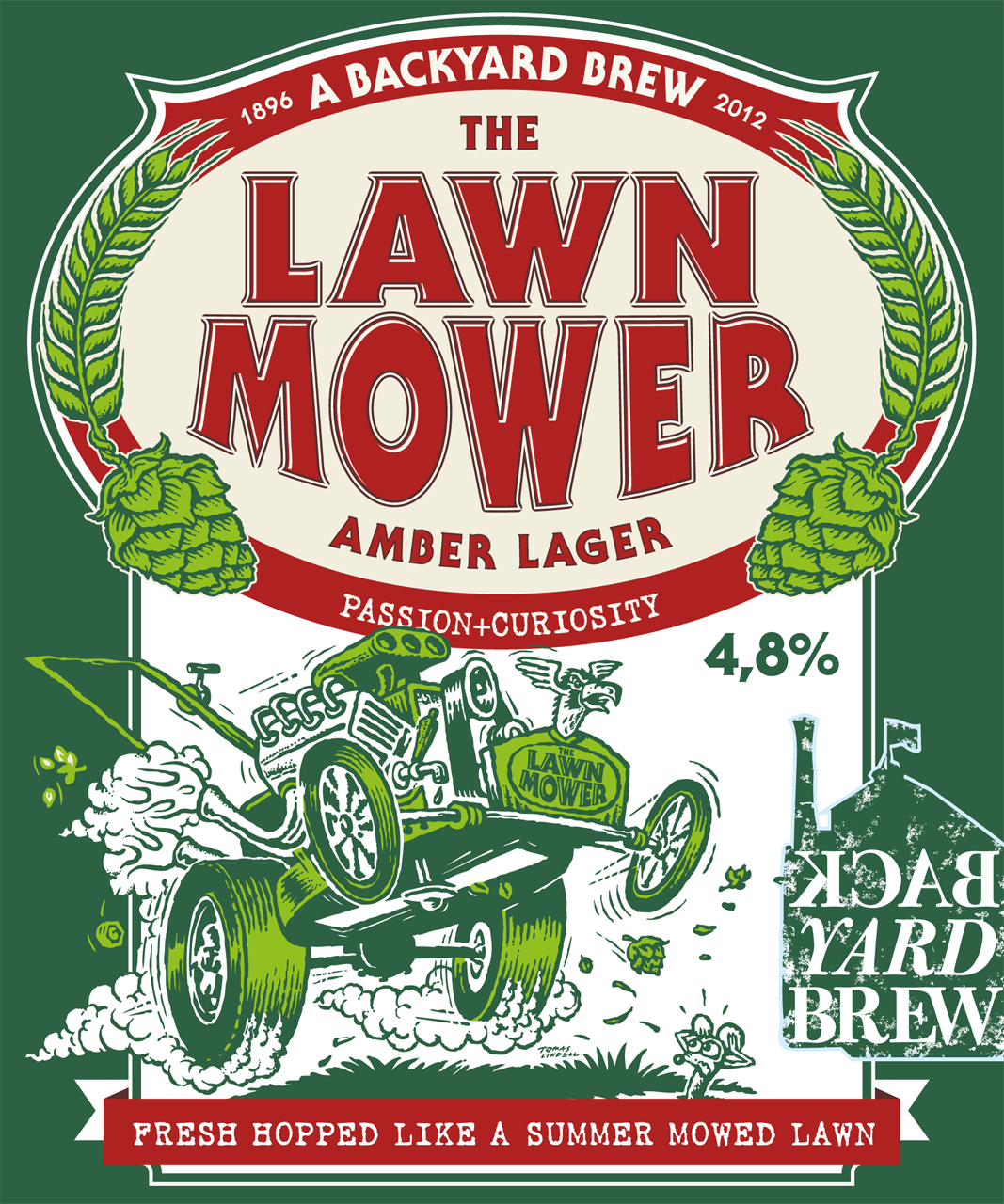 Illustration for a label Lawn Mover bear