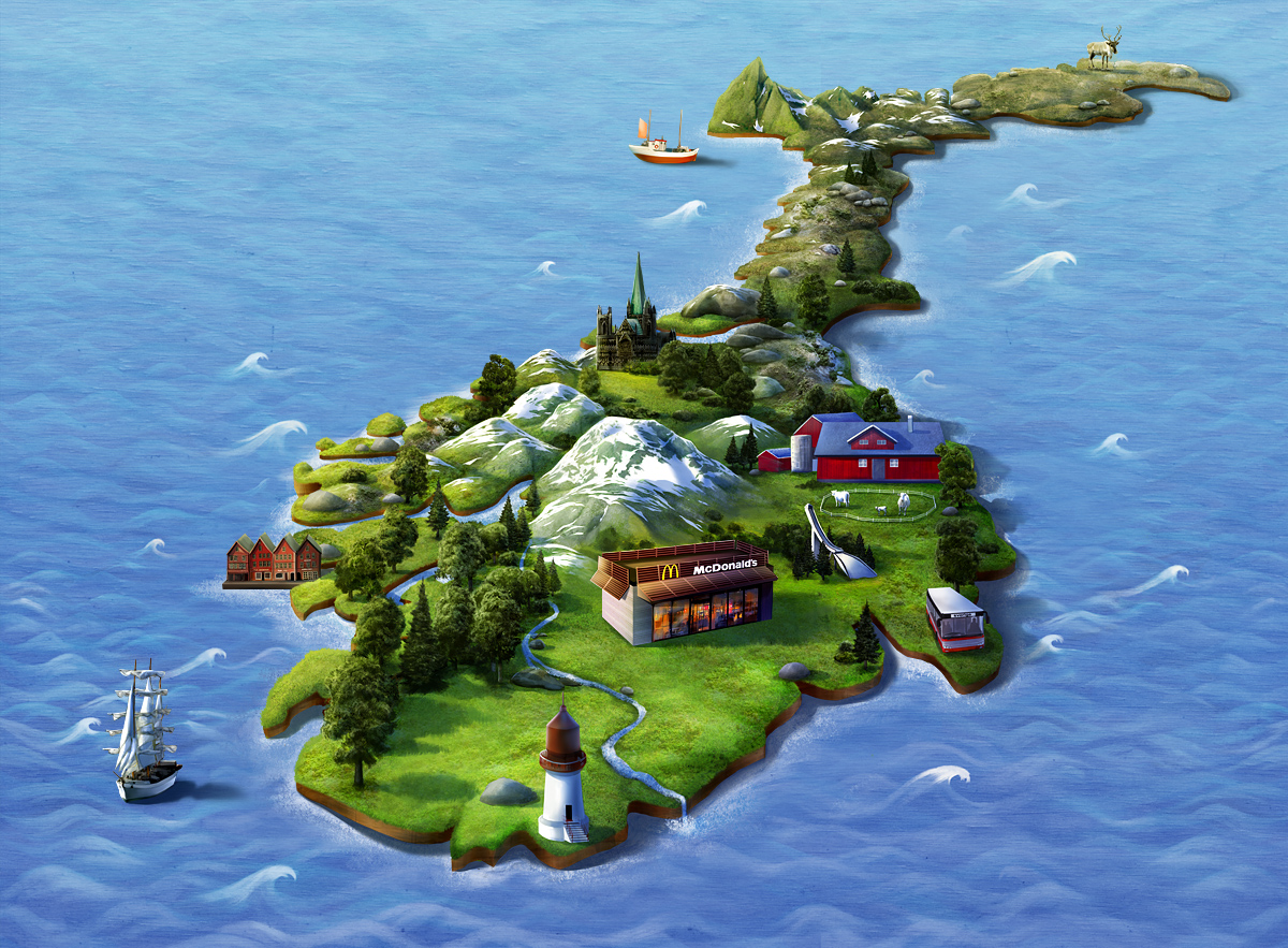 Mc Donalds adventure island map of Norway