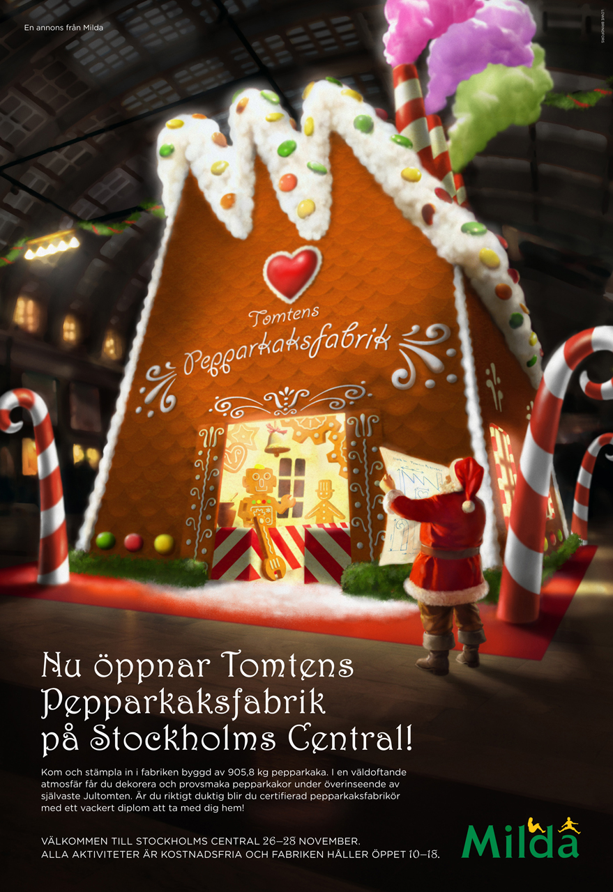 Advertice for Milda Christmas Event at Stockolm Central Station
