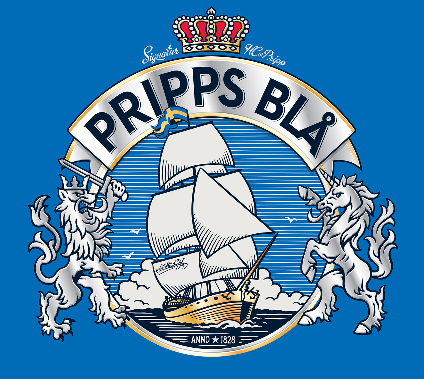 Illustrations for a beer label Pripps Blå.