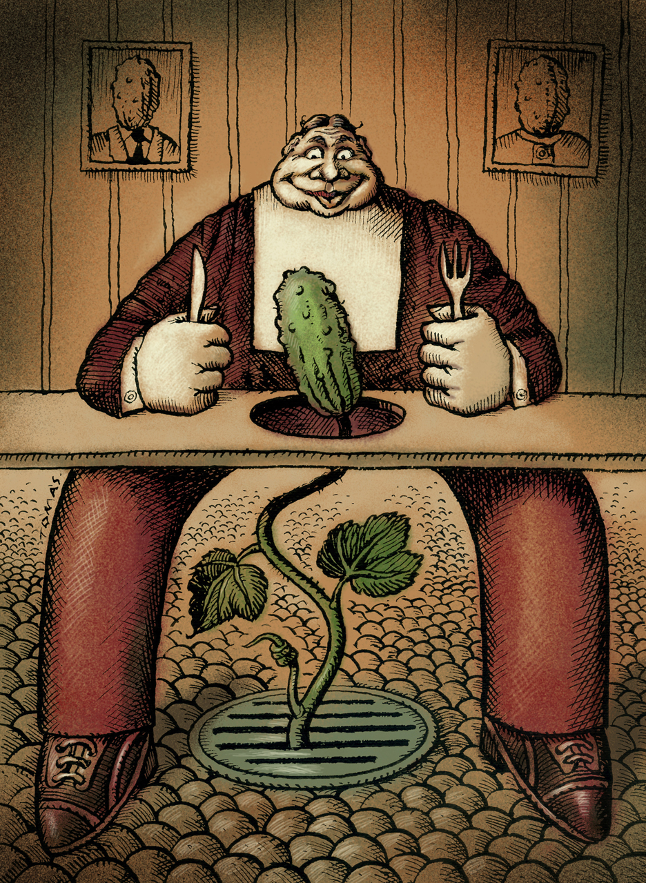 Campaign for Stormarknadspress with a man eating a cucumber