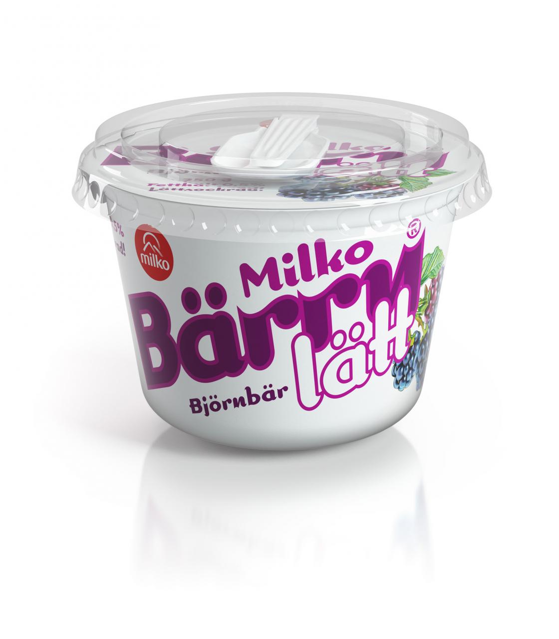 Milko bärry lätt yoghurt packshot