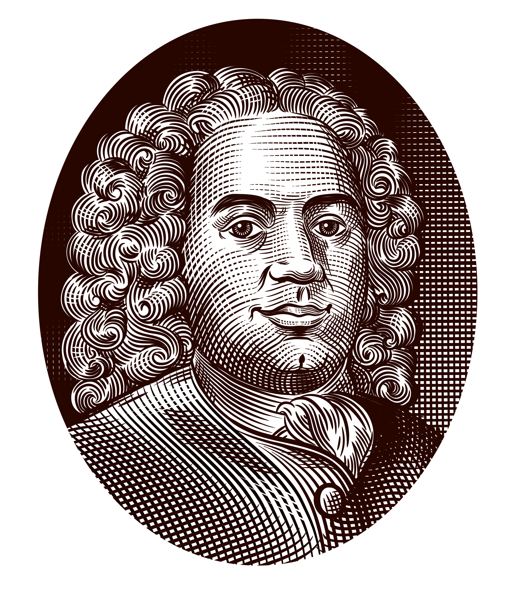 Portrait Giovanni Paolo Feminis for a label in an engraving style.