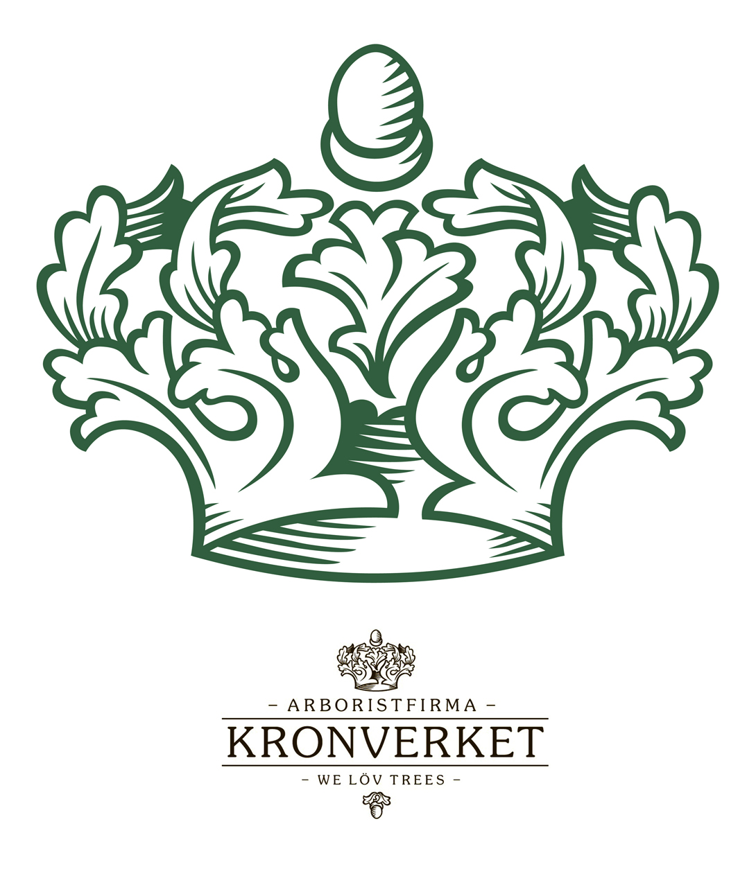 Illustration for a logo Kronverket showing a crown of leafs.
