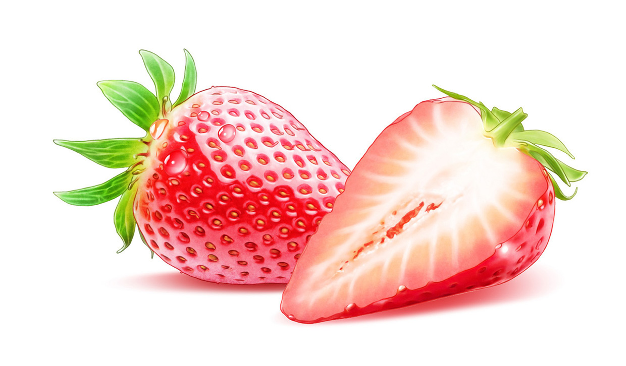 Strawberry and strawberries for läkerol lozenge package Fragaria jordgubbe jordgubbar smultron bär blad växt