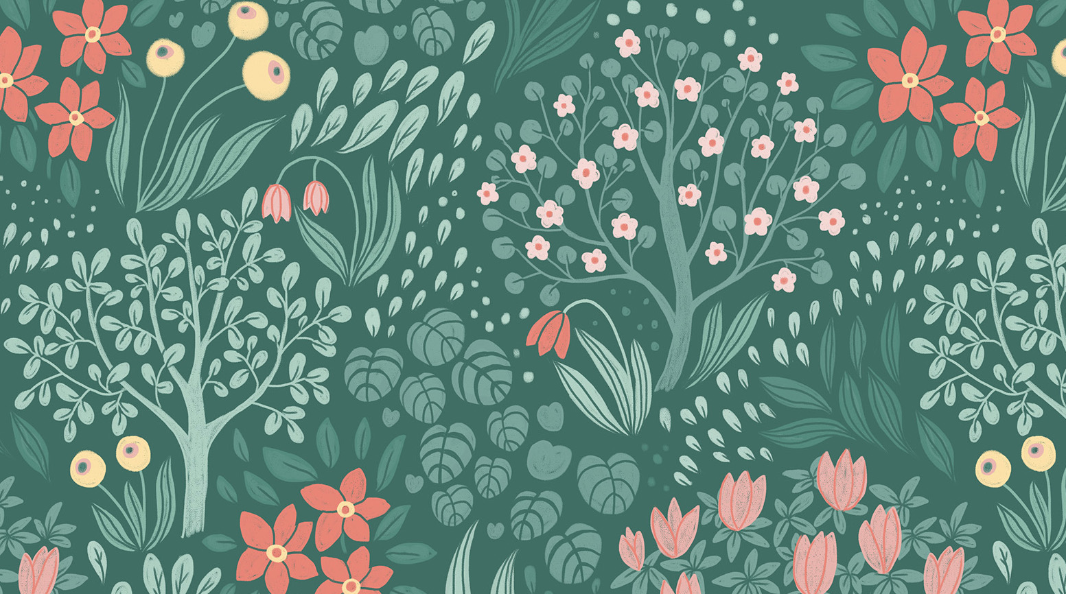 garden with flowering trees